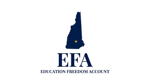 New Hampshire state silhouette with EFA Education Freedom Account text for homeschool curriculum funding