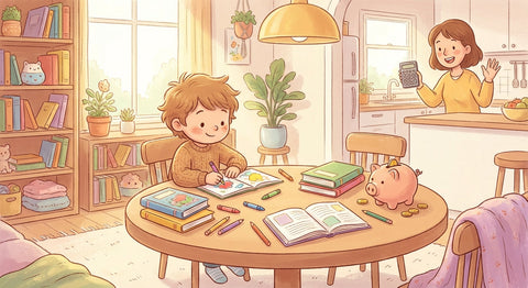 cartoon homeschooling budget for family