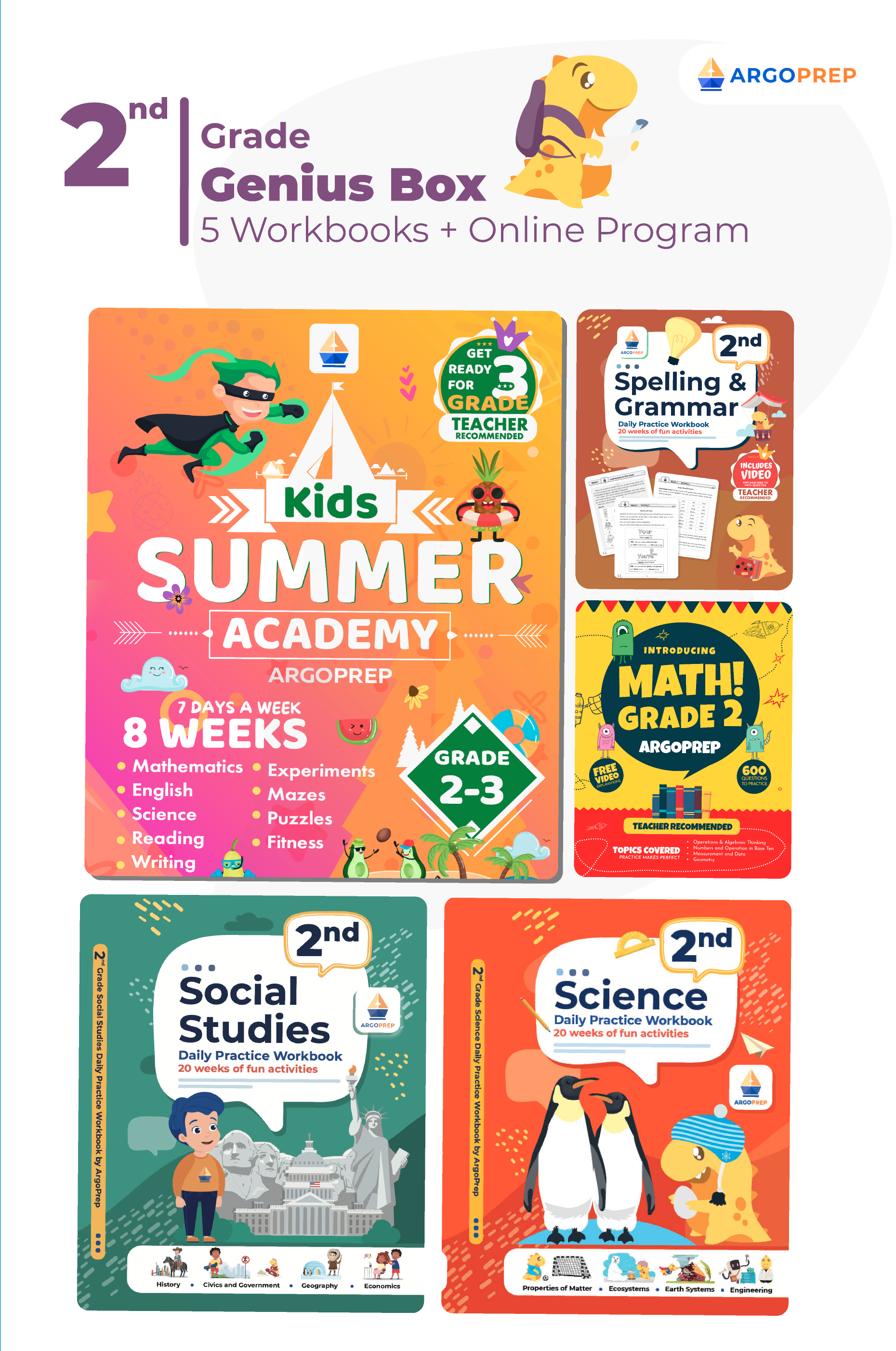 2nd grade math and reading workbooks with online access.