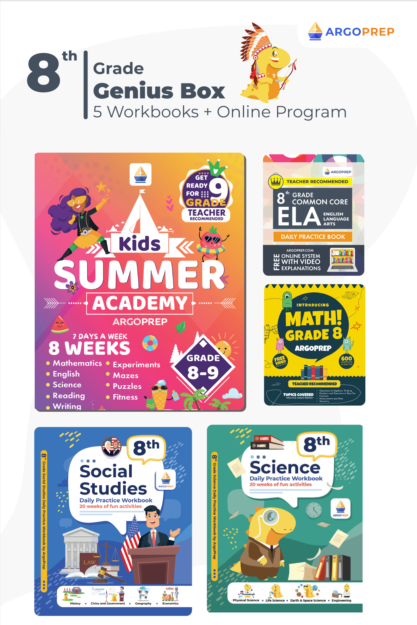 8th Grade (5 Workbooks + 12 Months Online Access) – ArgoPrep