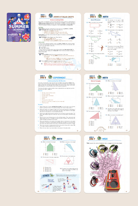 Kids Summer Academy by ArgoPrep - Grades 5-6: 8 Weeks of Math, Reading, Science, Logic, Fitness and Yoga