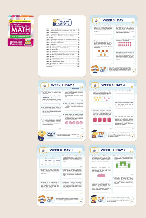 3rd Grade Math Workbook (Free Response)