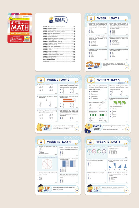 4th Grade Math Workbook (Multiple Choice)
