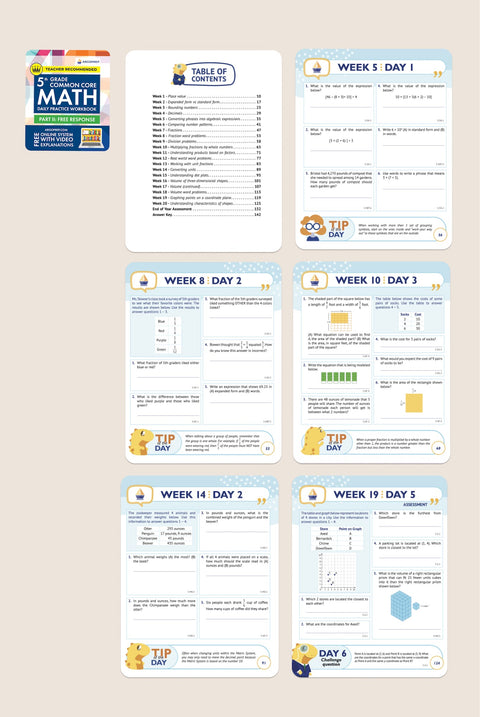 5th Grade Math Workbook (Free Response)
