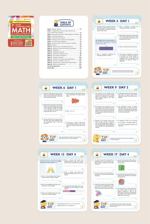 7th Grade Math Workbook (Free Response)