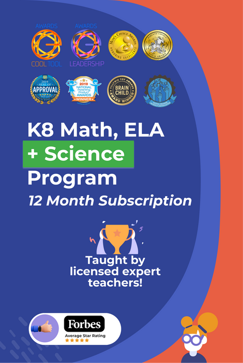 12 Month Subscription: K8 Science, Math, and ELA Program