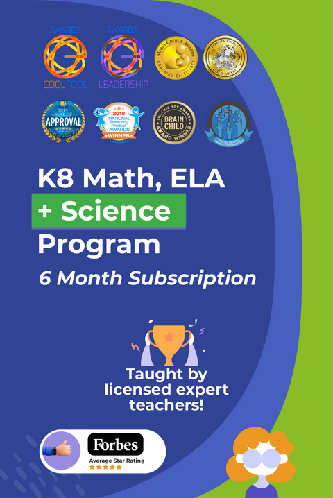 6 Month Subscription: K8 Science Math, and ELA Program