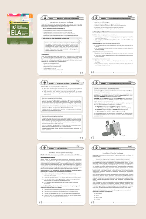 10th Grade ELA (English Language Arts) - Part 1