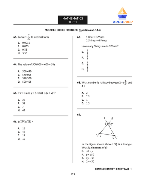 SHSAT (Full-Length Practice Test)