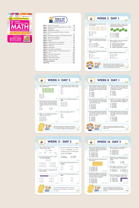 3rd Grade Math Workbook (Multiple Choice)