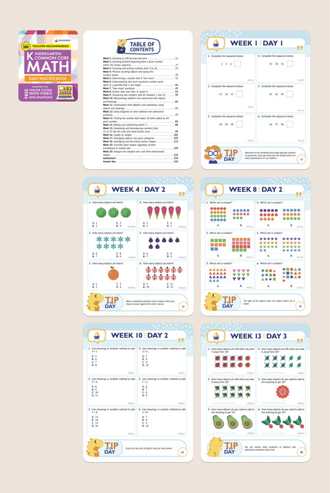 Kindergarten Math Daily Practice Workbook