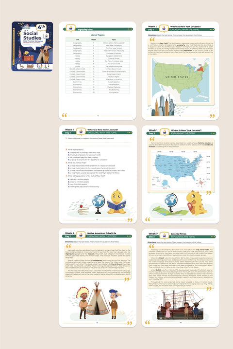 4th Grade Social Studies: Daily Practice Workbook | 20 Weeks of Fun Activities