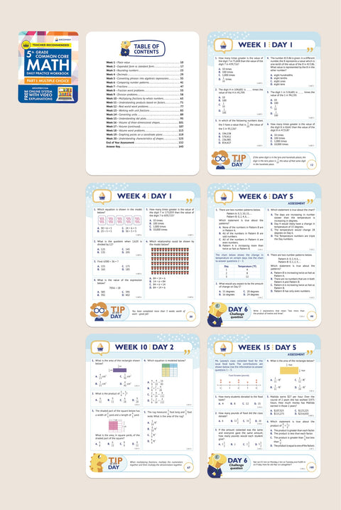 5th Grade Math Workbook (Multiple Choice)