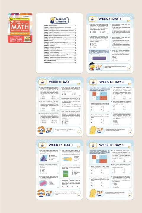 7th Grade Math Workbook (Multiple Choice)